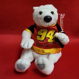 Coca Cola Bear Bill Elliott Outfit Bean Bag Plush 1999